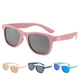 Pink polarized baby sunglasses with adjustable strap for infants 0-24 months.