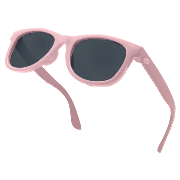 Kids pink polarized sunglasses with UV400 protection, suitable for 3-8 years, eco-friendly.