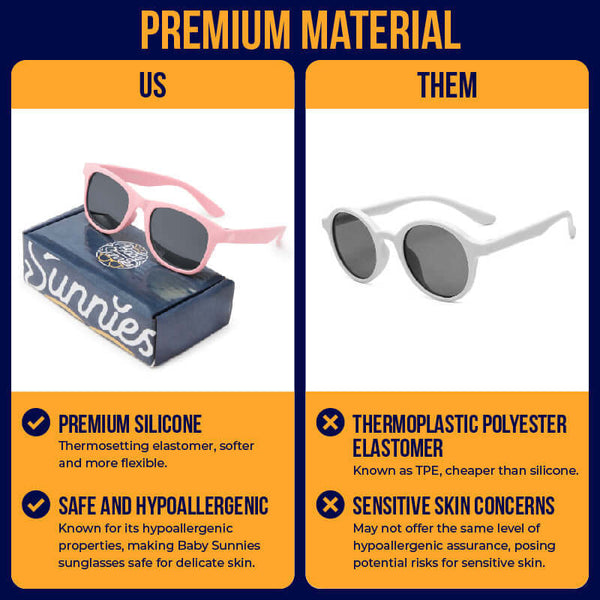 Pink polarized baby sunglasses with strap, featuring UV400 protection and durable silicone frame.