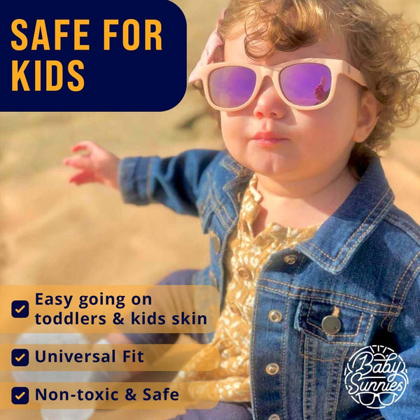 White polarized baby sunglasses for kids aged 3-8, providing 100% UV protection.